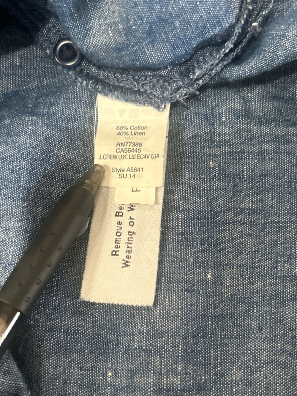 Madewell Linen-Cotton Straight Hem Embroidered Top In Indigo Style A5641 Sz M - Picture 7 of 12